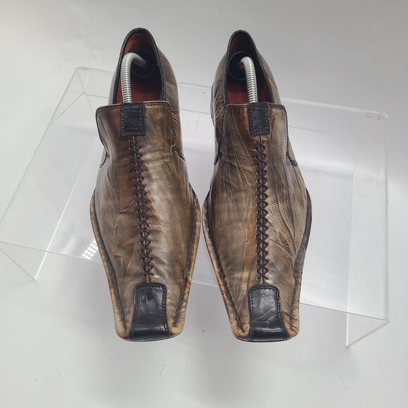 Robert Wayne Garage Mens Shoes Slip On Leather Loafers Square Toe Size 10 Brown main image 6